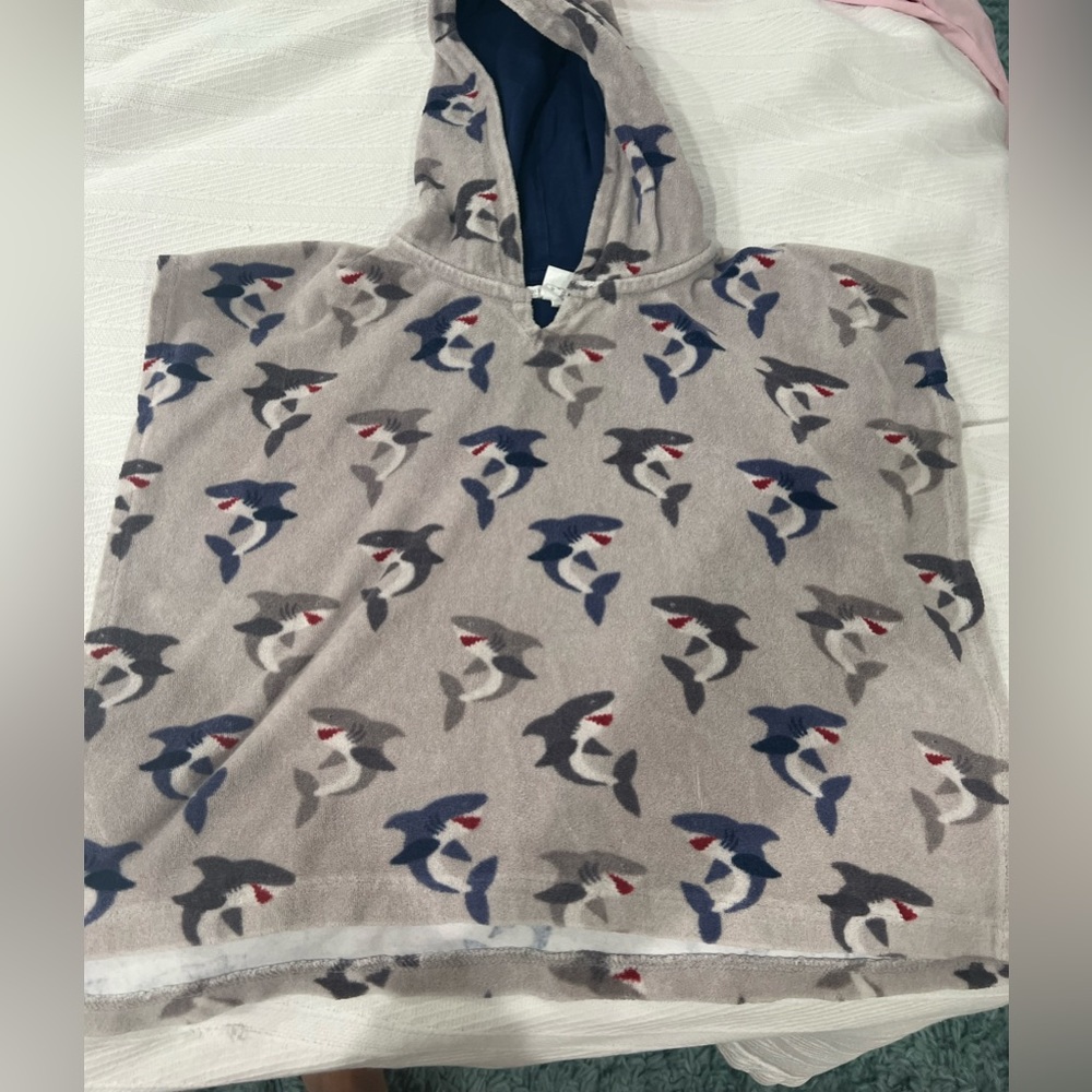 Boys pottery barn hooded towel sharks